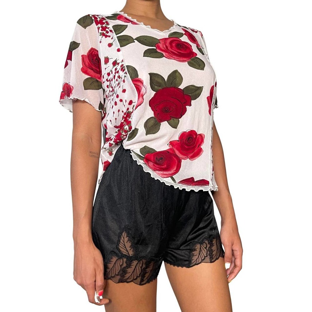 Vintage 2000s floral mesh print (S-L)